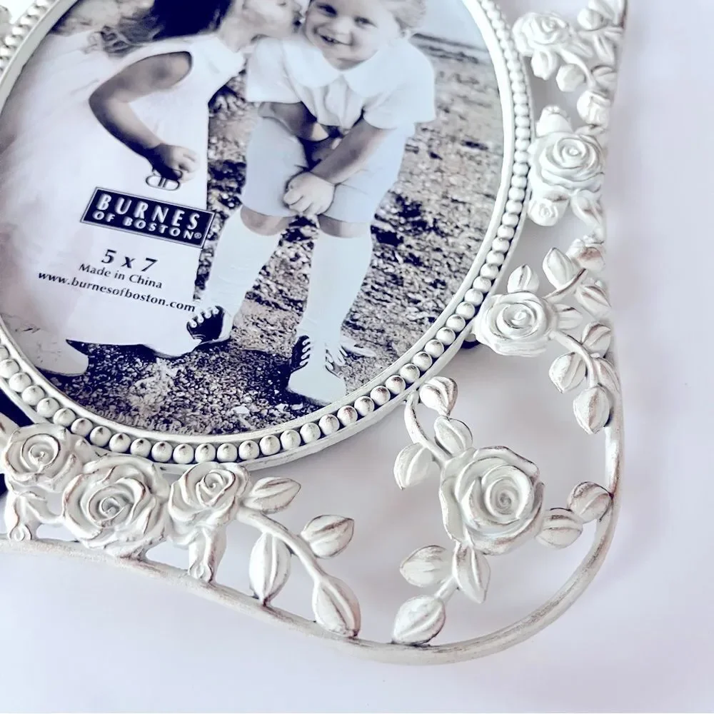 Burnes of Boston White Floral Metal Picture Frame
